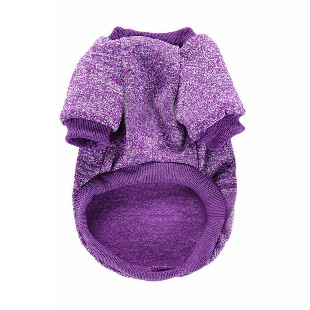 Dog Sweatshirt Pullover Classic Round Neck Soft Clothes for Small Medium Dogs Cats-Purple