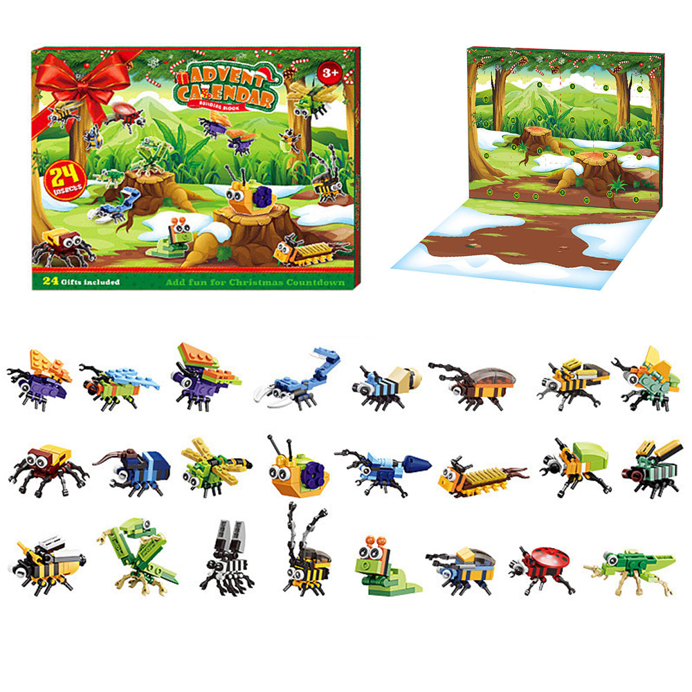 Christmas Advent Calendar Insect Dinosaur Building Blocks Toy Countdown Calendar Xmas Blind Box