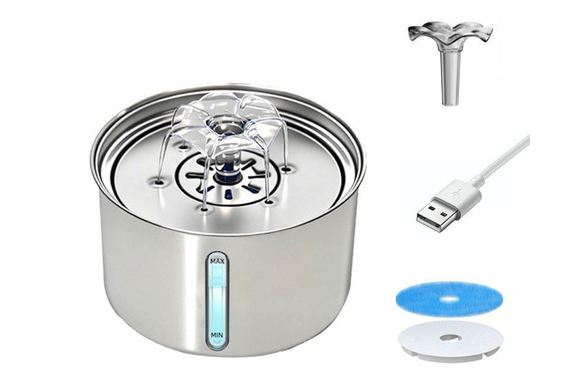 3L Stainless Steel Cat Water Fountain Automatic Electric Pet Drinking Dispenser