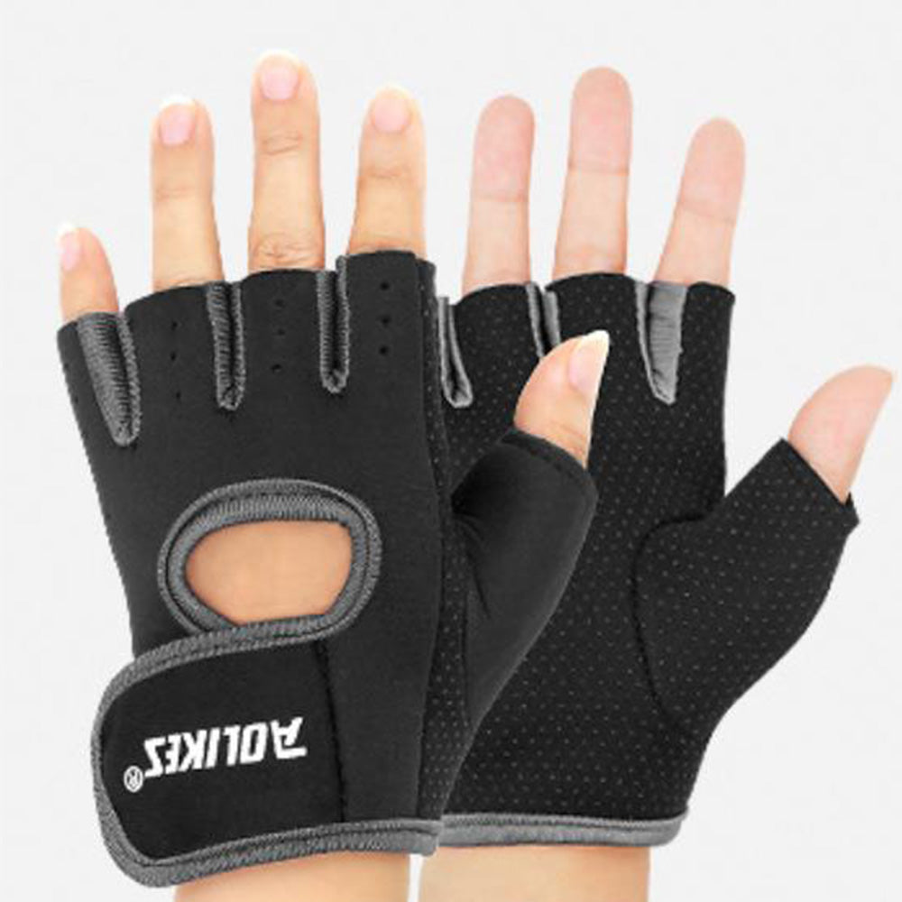 Gym Gloves Half Finger Sports Training Fitness Exercise Cycling Weight Lifting Gloves for Men Women-Black