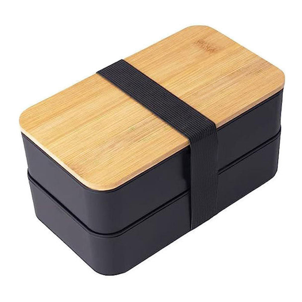 Bento Box 2 Layer Stackable Leak-Proof Japanese Lunch Box with Spoon Fork
