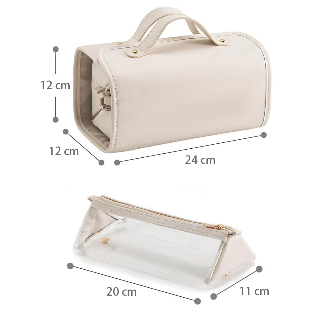 2Pcs Large Capacity Travel Cosmetic Bag with Divider Pouch