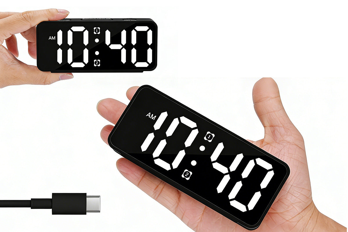 Small Digital Alarm Clock with 6 Dimmers and 5 Alarm Volumes for Bedrooms