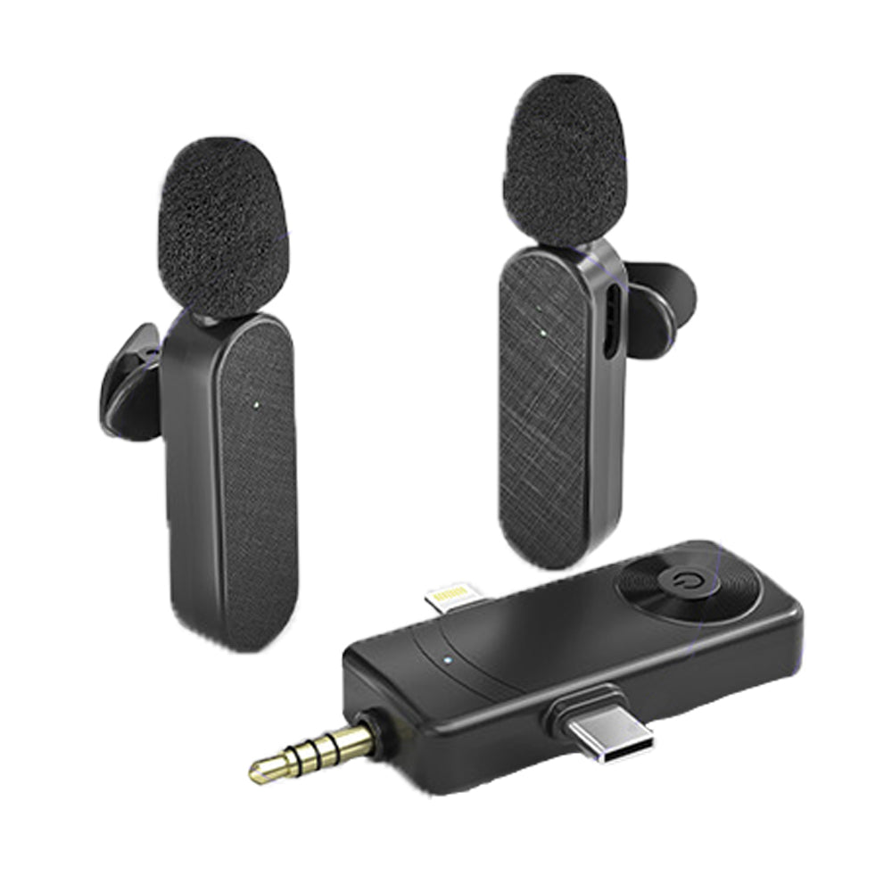 3 in 1 Wireless Lavalier Microphone for Android Phone iPhone Vlog Live Stream Mic