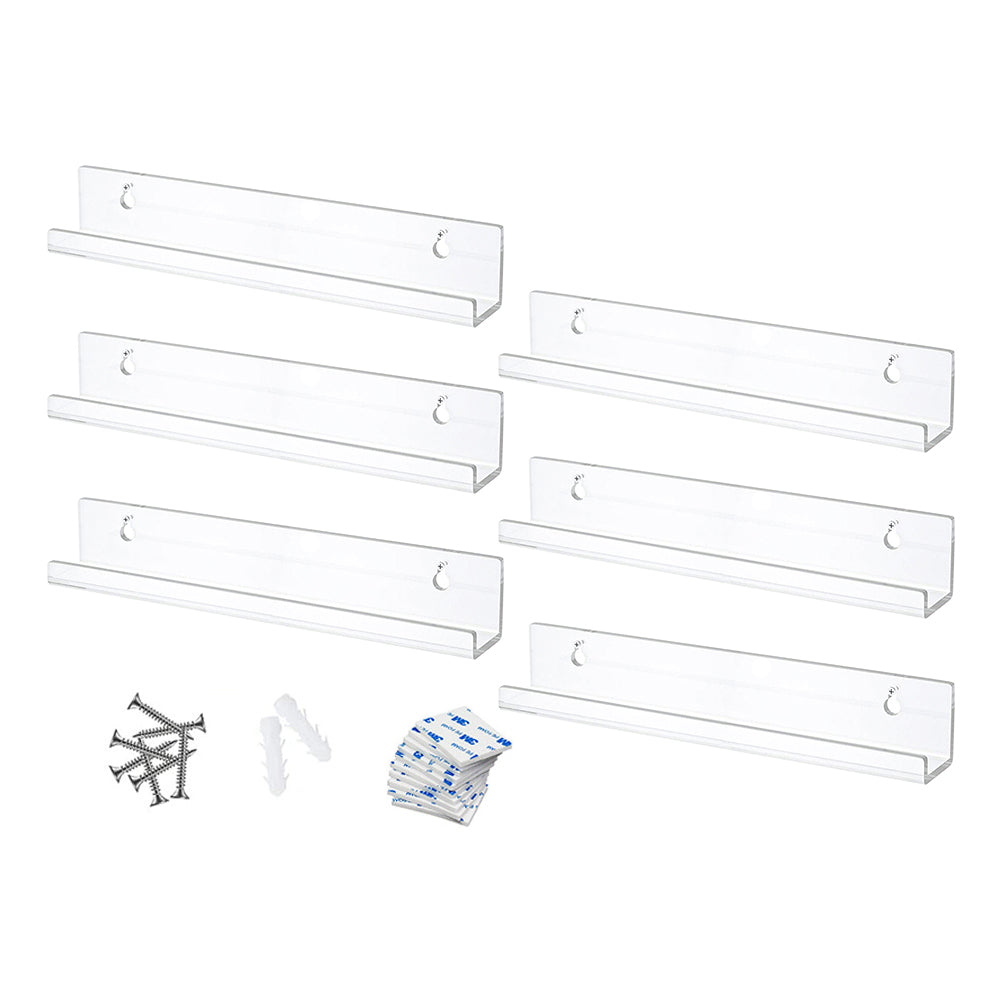 6Pcs 12 Inch Clear Acrylic Wall Mount Vinyl Record Shelves