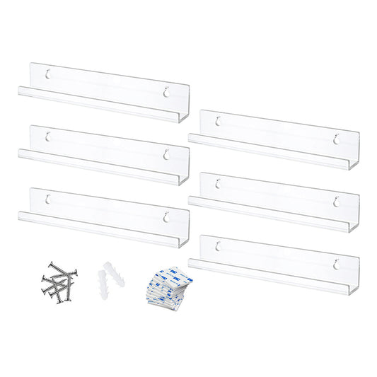 6Pcs 12 Inch Clear Acrylic Wall Mount Vinyl Record Shelves