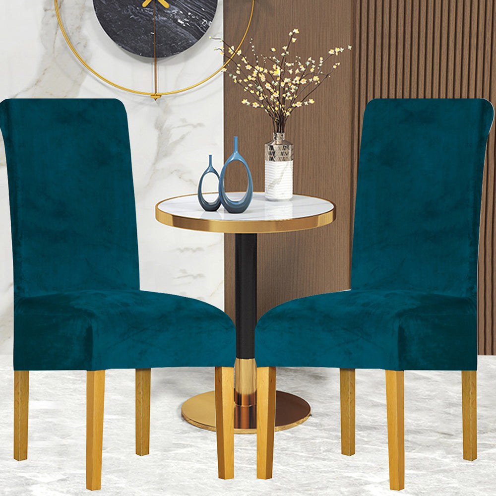 2Pcs Velvet Dining Chair Covers Stretch Slipcovers for Dining Room Chairs