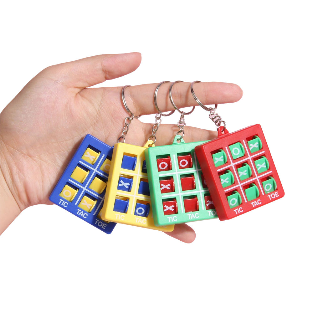 10-Pack Portable Tic Tac Toe Game Colorful Keychain Set