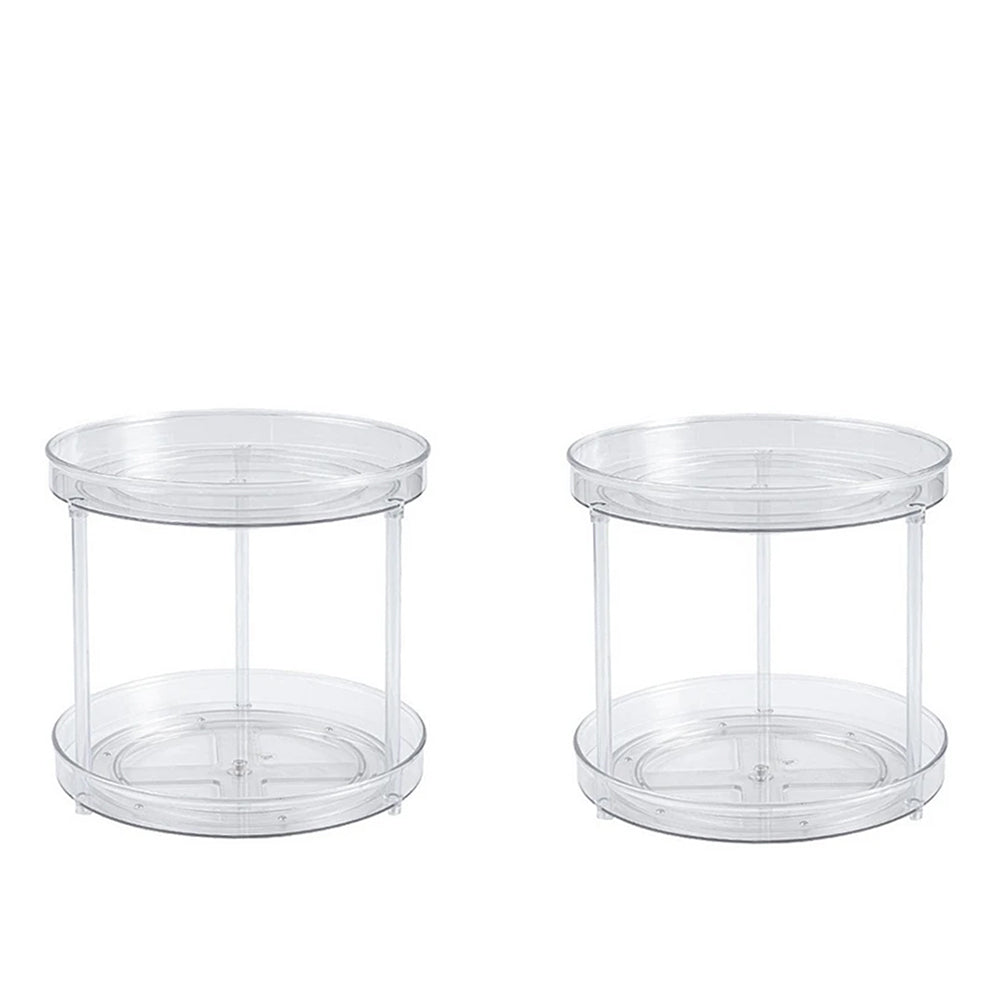 2Pcs 2 Tier Lazy Susan Turntable Spice Rack Organizer