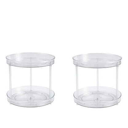 2Pcs 2 Tier Lazy Susan Turntable Spice Rack Organizer