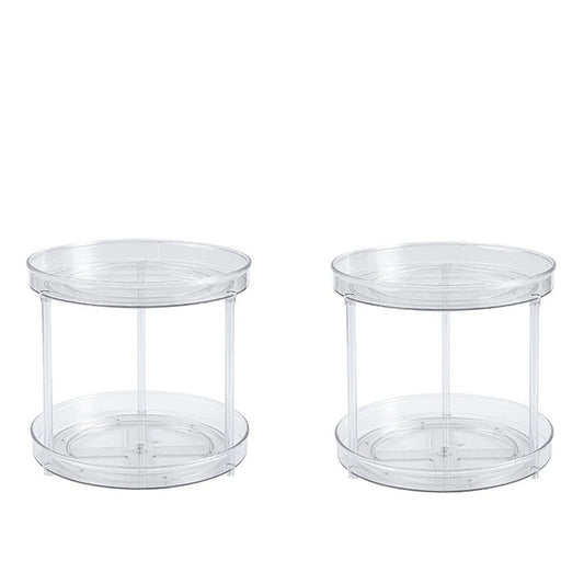 2Pcs 2 Tier Lazy Susan Turntable Spice Rack Organizer