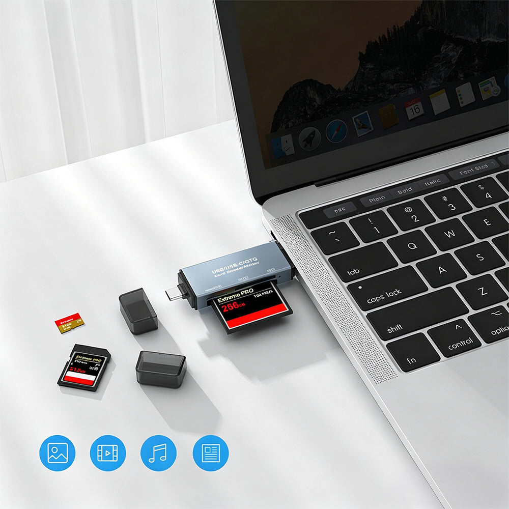 CF SD TF Card Reader USB-A and USB-C Card Reader Compatible with Android iPhone