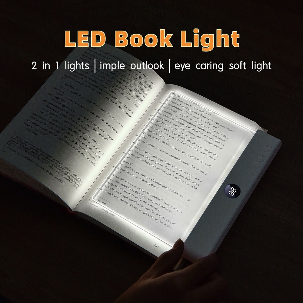 Transparent LED Flat Book Light with Timer for Reading