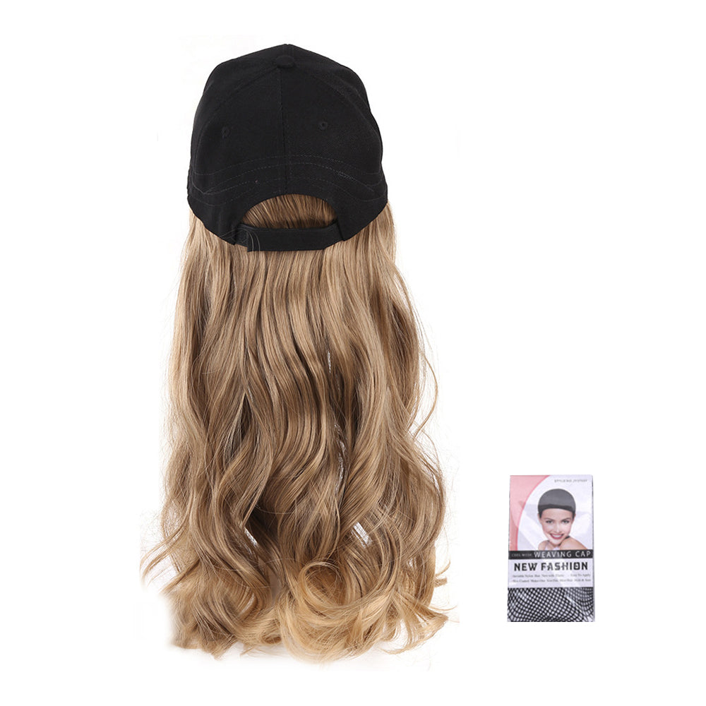 Fashion Adjustable Long Curly Wavy Wig Baseball Hat For Women