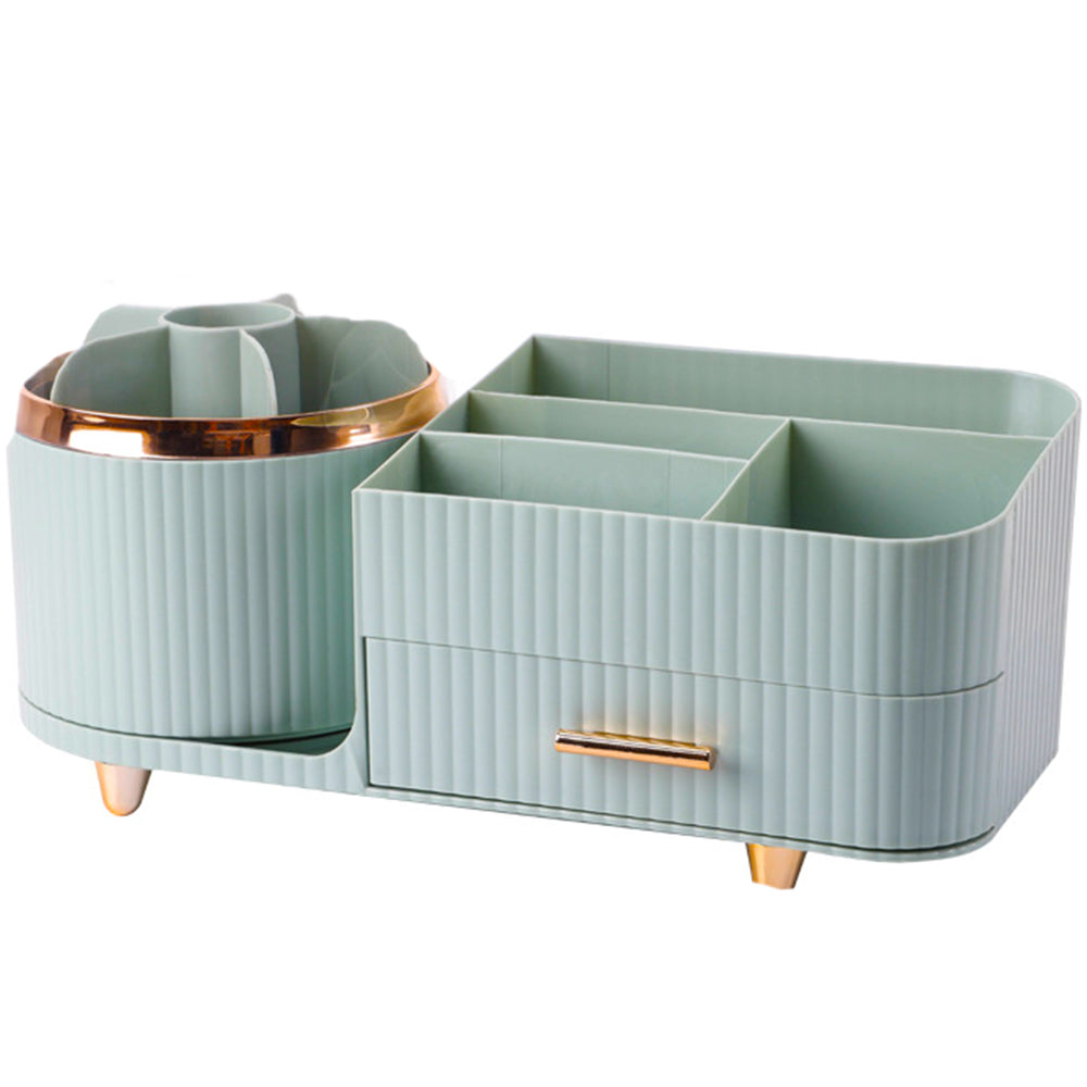 360 Degree Rotating Makeup Organizer for Brush Holder and Drawers