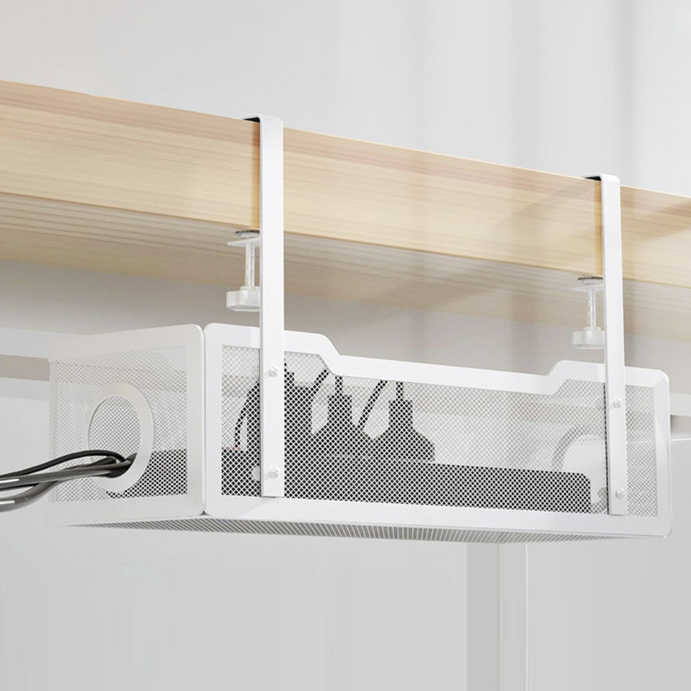 Iron Mesh Under Desk Cable Management Tray No Drill With Clamp Mount