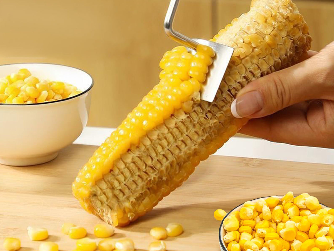 2Pcs Stainless Steel Corn Peeler Corn Stripper Tool Corn on the Cob Remover