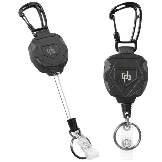 2Pcs Retractable Keychain ID Holder Heavy Duty Carabiner Badge Holder