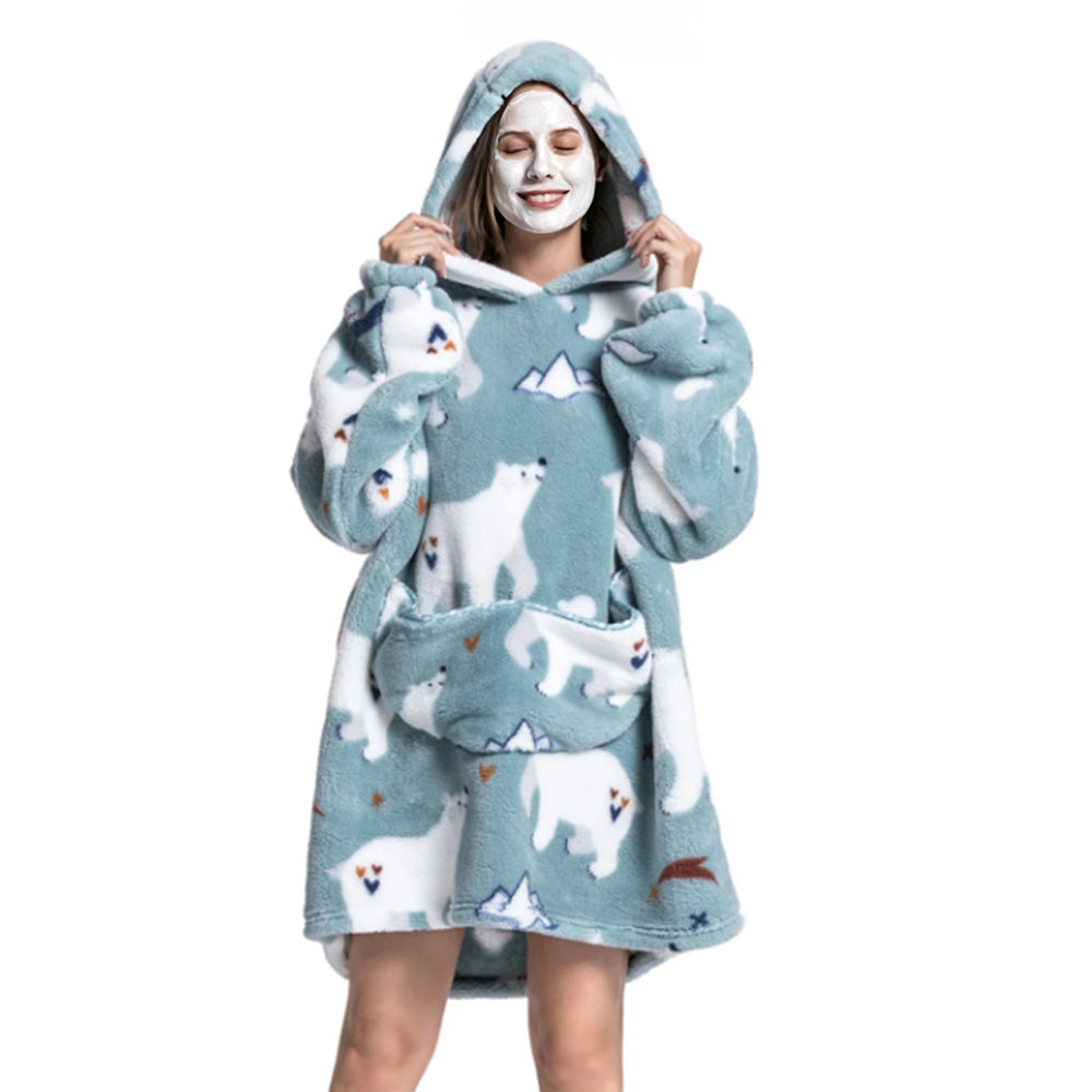Hooded Blanket Hoodie Ultra Plush Comfy Sweatshirt Fleece-Style 2