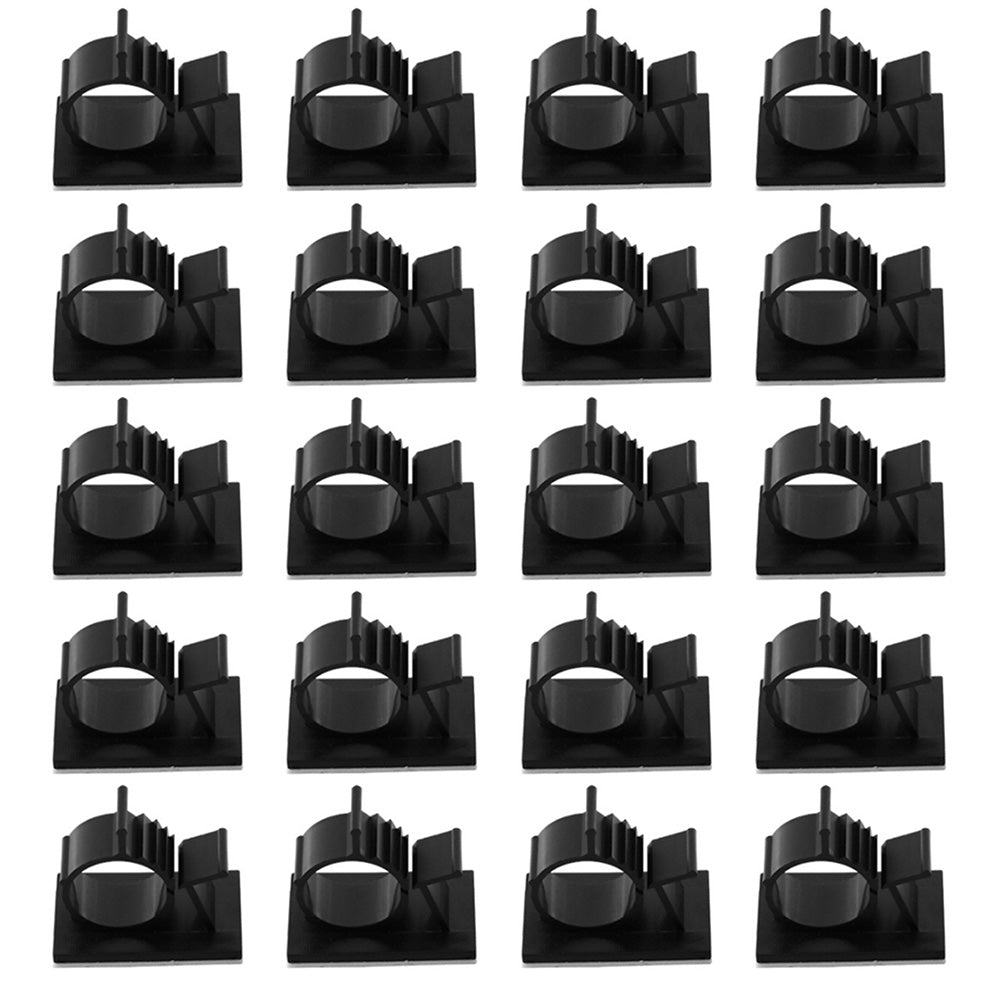 20PCS Adhesive Cord Management Cable Clips Black Wire Holder Organizer Clamp