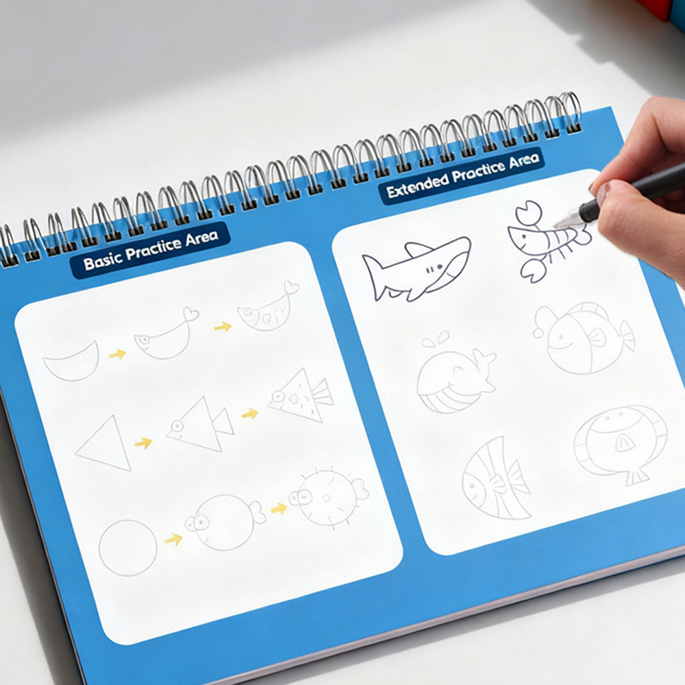 Special Grooved Handwriting Practice Books with 10 Refills Large Reusable Copybooks for Age 3 to 8