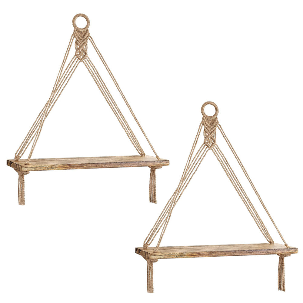 42x14cm Bohemian Macrame Rope Wall Display Shelf with Tassels