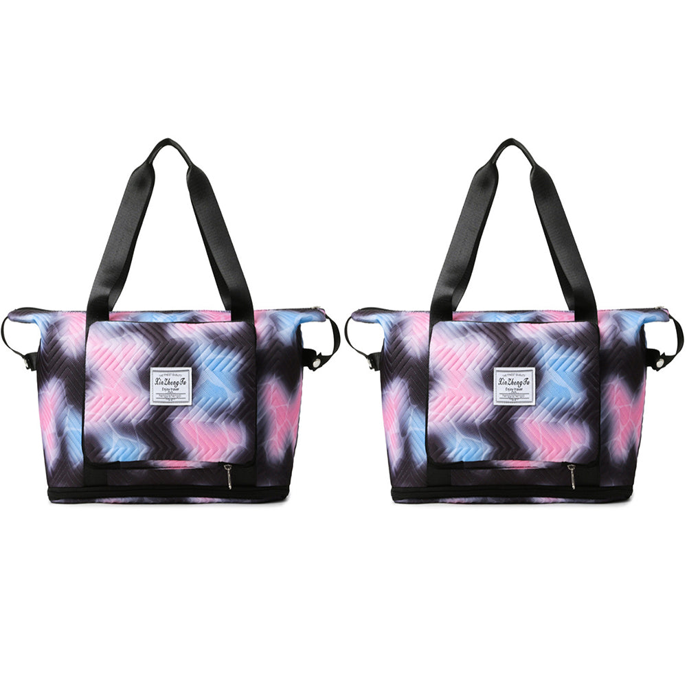 2Pcs Gradient Color Expandable Large-Capacity Travel Foldable Duffle Bag