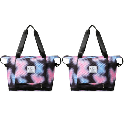 2Pcs Gradient Color Expandable Large-Capacity Travel Foldable Duffle Bag