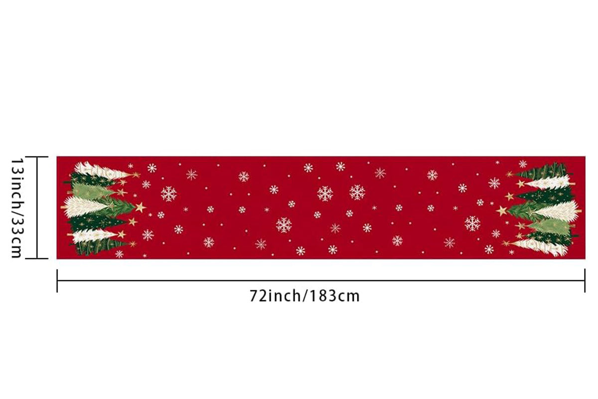 Christmas Table Runner Xmas Trees Tablecloth Cover For Kitchen Dinner Party