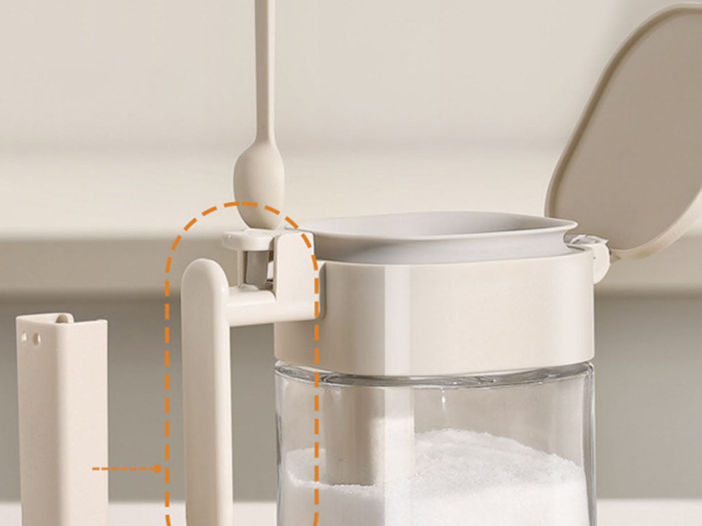 Glass Salt Container with Lid Spoon Condiment Jar Spice Container Seasoning Box