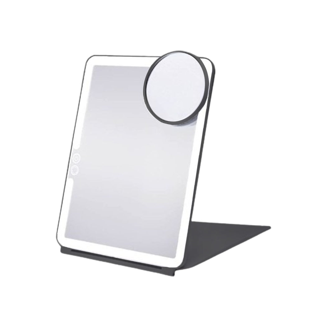 USB Rechargeable Folding Lighted Makeup Mirror with 3 Colors Light Modes
