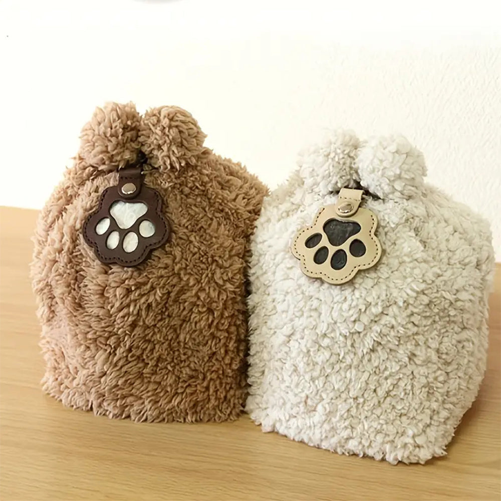 5Pcs Pet Fur Keepsake Leather Pouch with Paw Print Key Ring