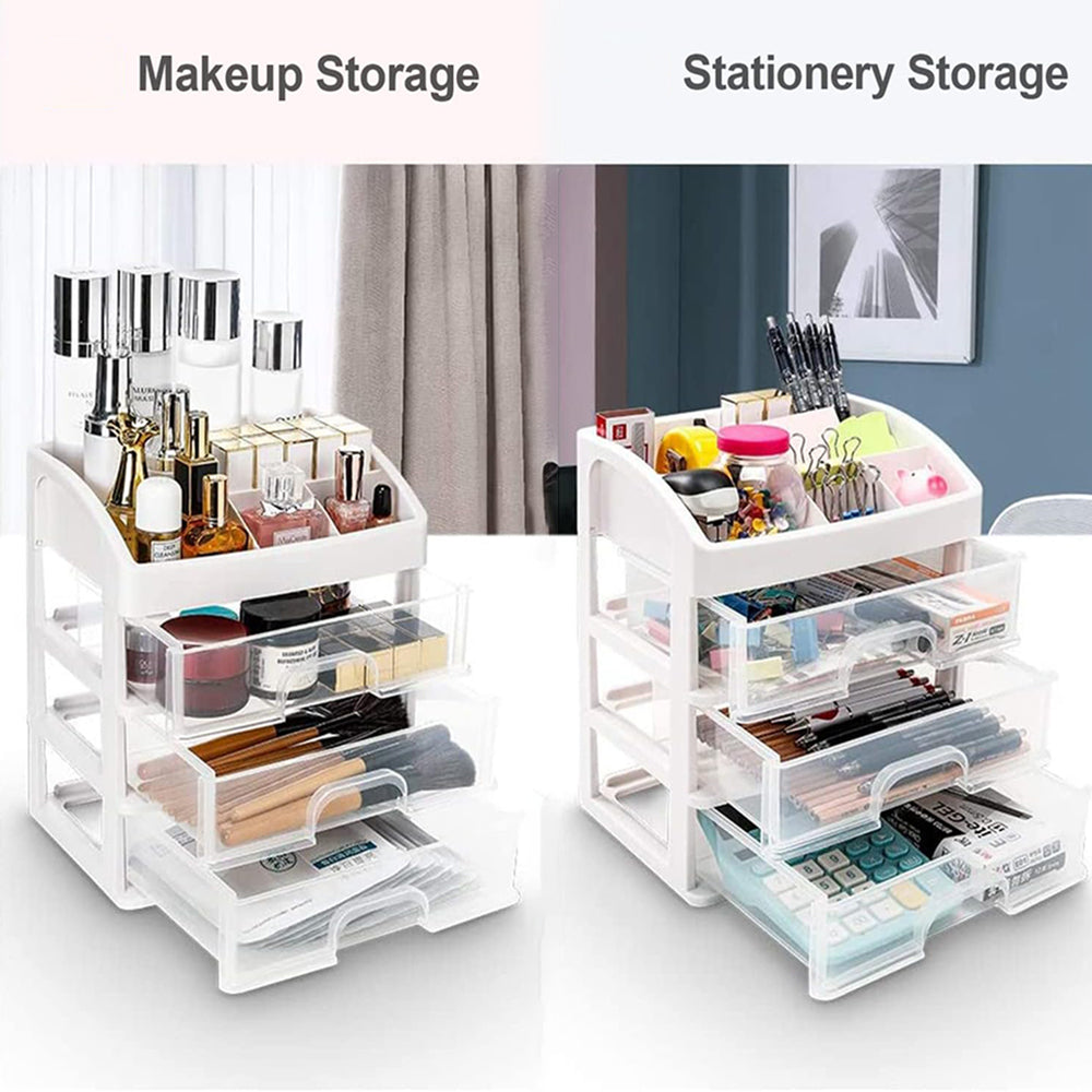 2Pcs Clear 3 Tiers Cosmetic Storage Drawers