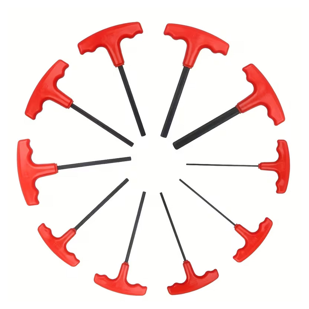10 Piece CRV T Handle Hex Key Wrench Set with Metal Storage Stand