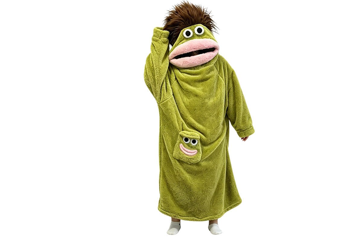 Adults Funny Oversized Fluffy Fleece Hooded Wearable Blanket Warm Hooded Robe Loungewear
