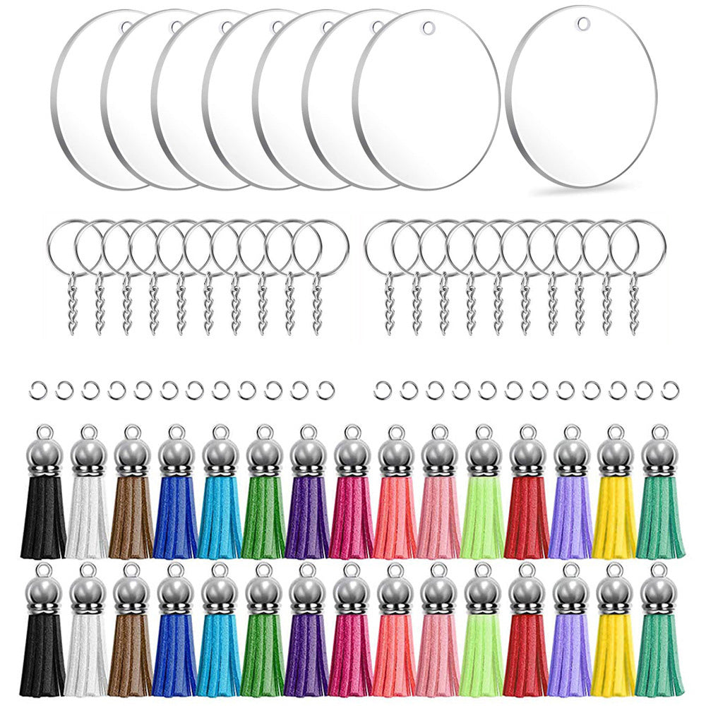 120 Piece Clear Acrylic Blank Keychain Pendant DIY Craft Set