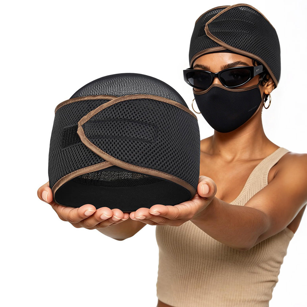 2-in-1 Mesh Sleep Hair Band with Hook and Loop for Short Hair Overnight