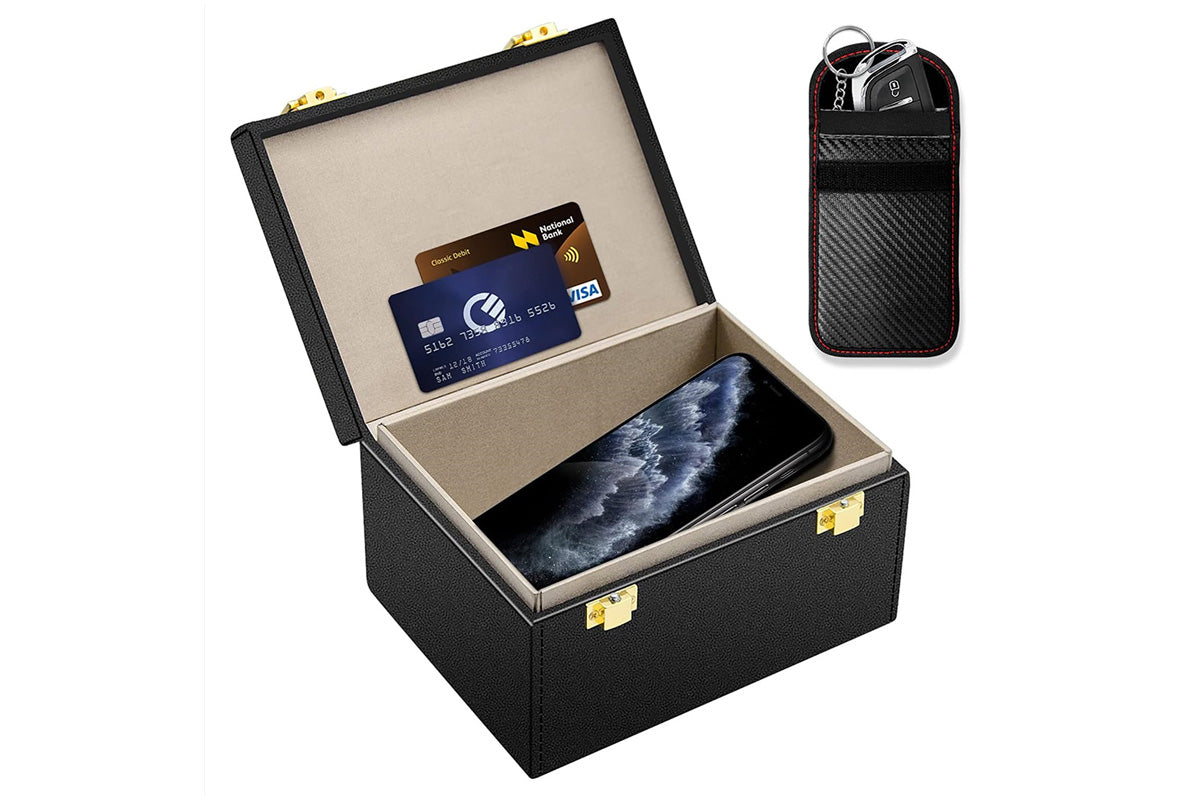 Carbon Fiber RFID Car Key Case & Anti-Theft Pouch Set