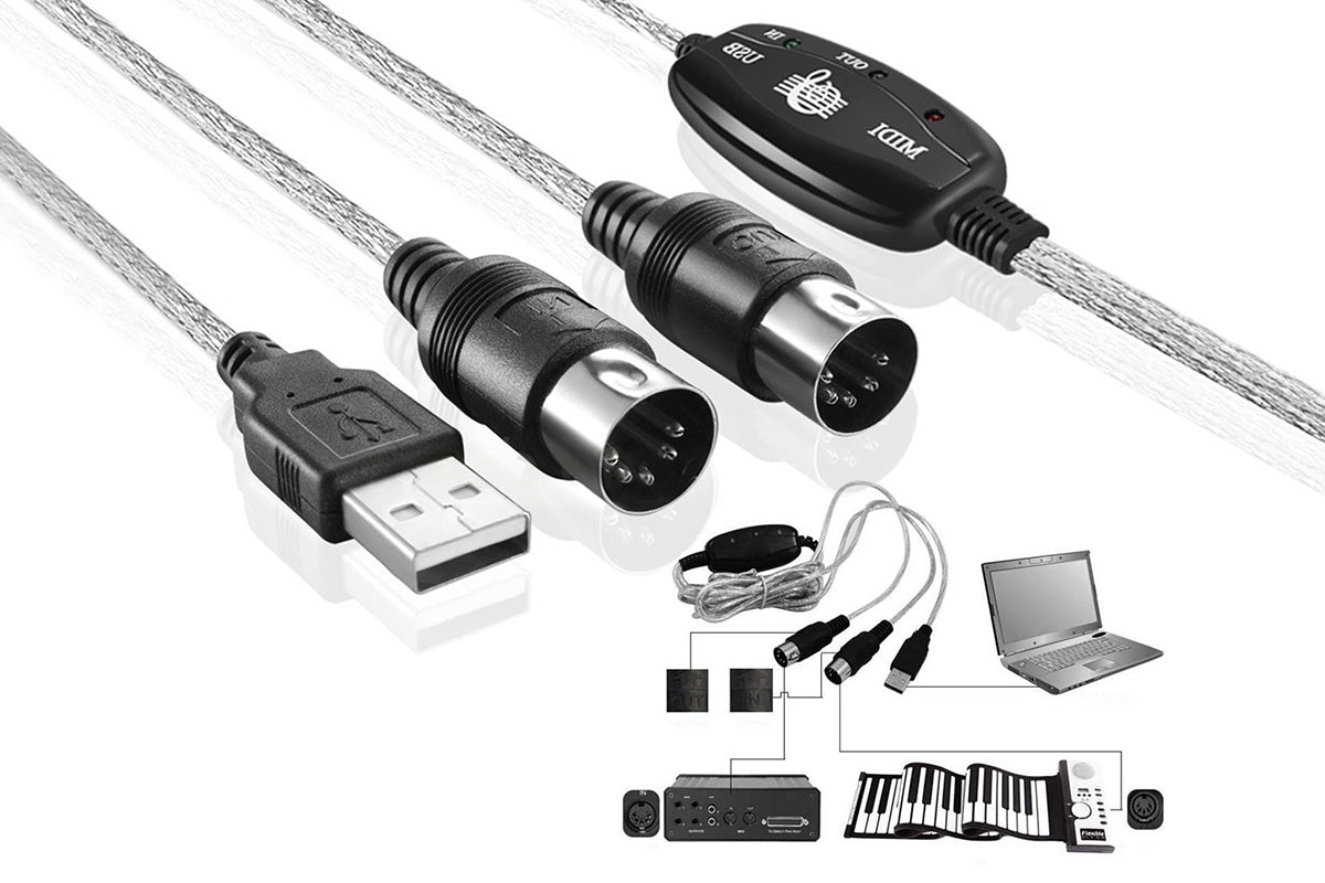MIDI to USB Cable Adapter for Music Keyboard and Electronic Piano to PC