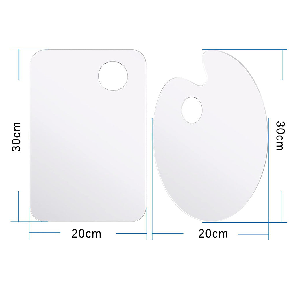2Pcs Acrylic Painting Palette Transparent Color Mixing Board for Watercolor Acrylic Oil Paint