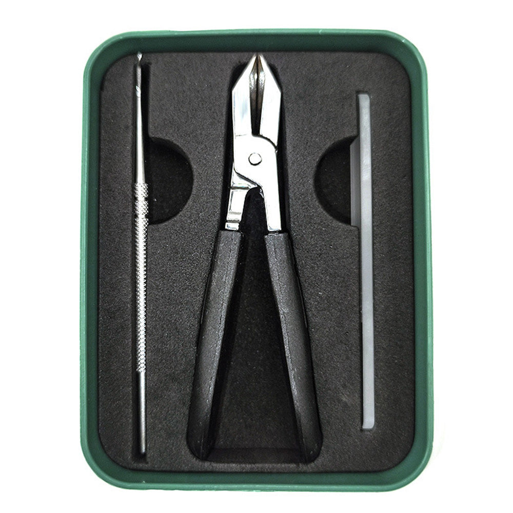 3 Piece Slanted Nail Clipper Set with File and Cleaner Tool
