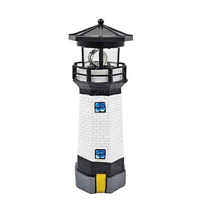LED Outdoor Solar Lighthouse with Rotating Beacon