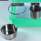 2Pcs Parrot Pet Stainless Steel Food Water Bowl Bird Feeder Crate Cage