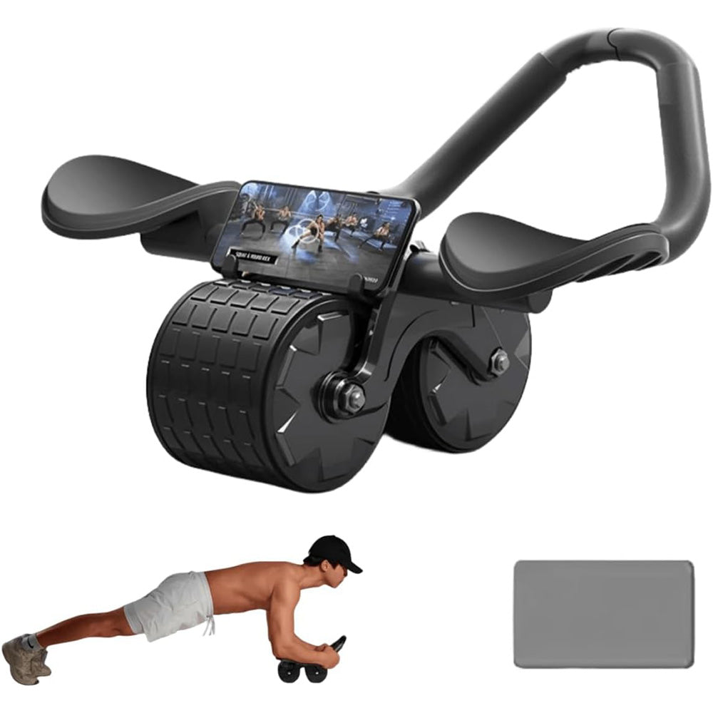 Fitness Ab Roller Wheel with Elbow Support Phone Holder for Home Gym