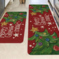 2PCS Christmas Floor Mats Set Non Slip Kitchen Rug for Bathroom Living Room Doorway