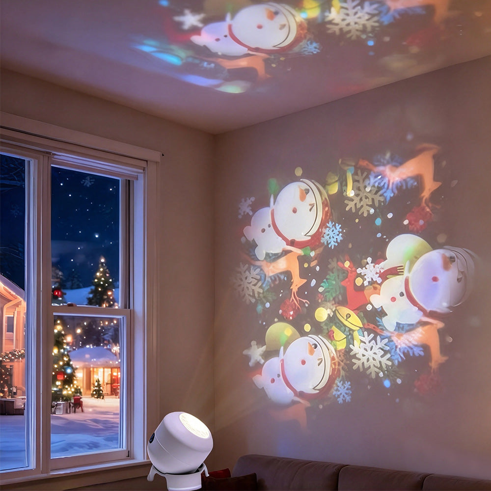 USB Rechargeable Rotating Christmas LED Projection Night Light