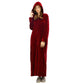 Unisex Long Hooded Zipper Bathrobe Fleece Robes Winter Warm Nightgown Sleepwear Pyjamas-Wine Red