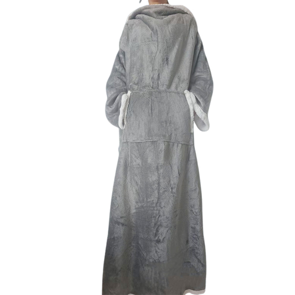 Sherpa Long Sleeve Throw Blanket Open Back Blanket Warm Sleeved Throw Blanket