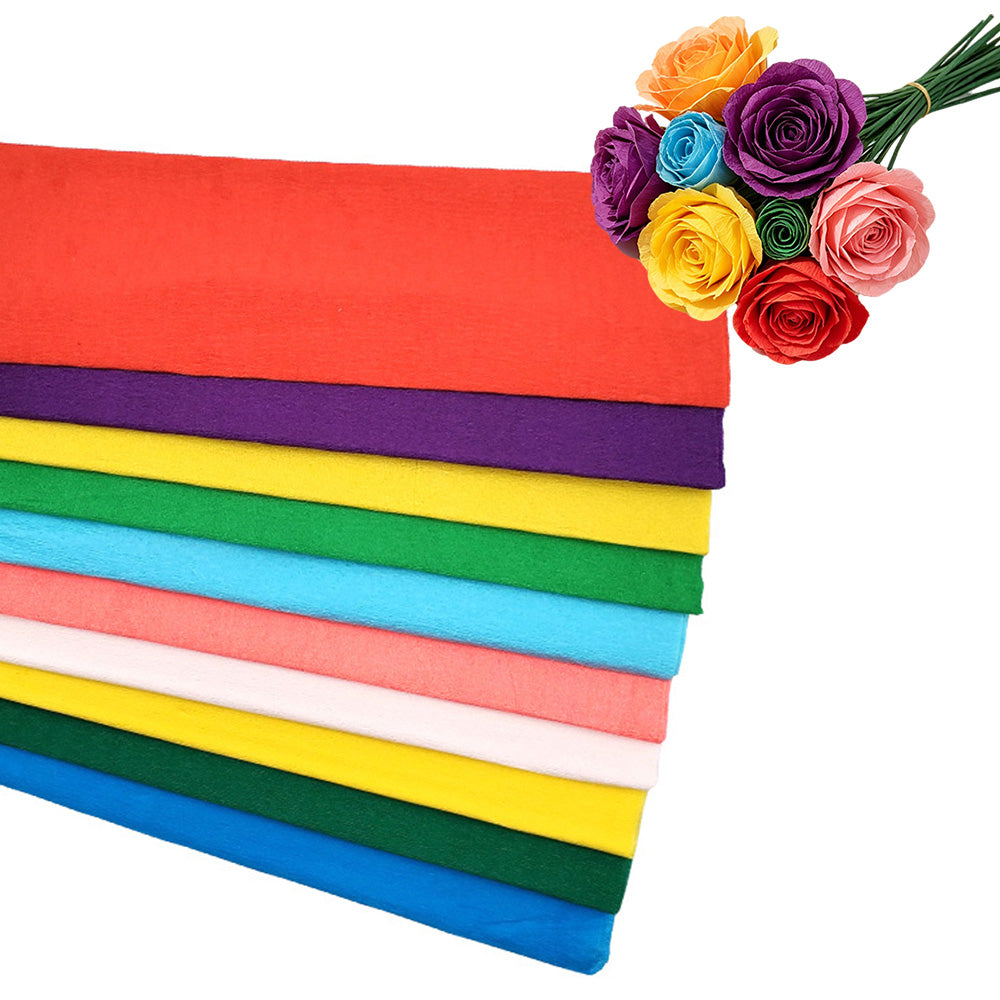 10 Crepe Paper Sheets 50x100cm for Gift Wrapping and Flower Crafts