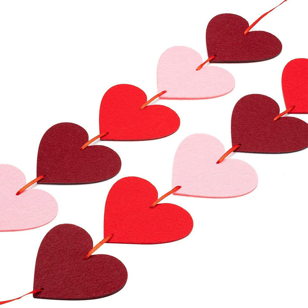 Felt Heart Garland Banner Decoration for Valentine's Weddings & Parties